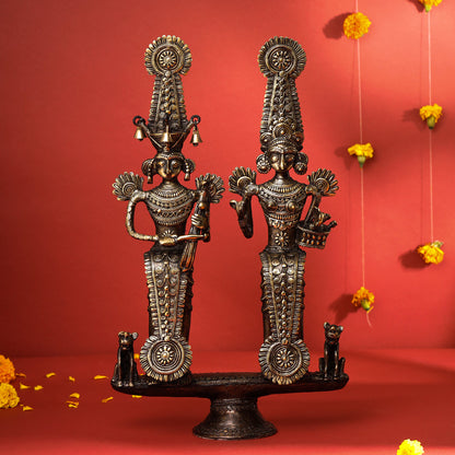 Brass Dhokra Jhitku Mitki Statue (18 Inch)