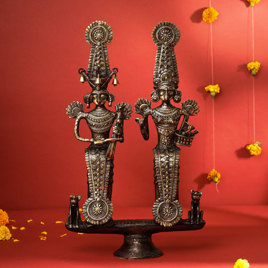 Brass Dhokra Jhitku Mitki Statue (18 Inch)