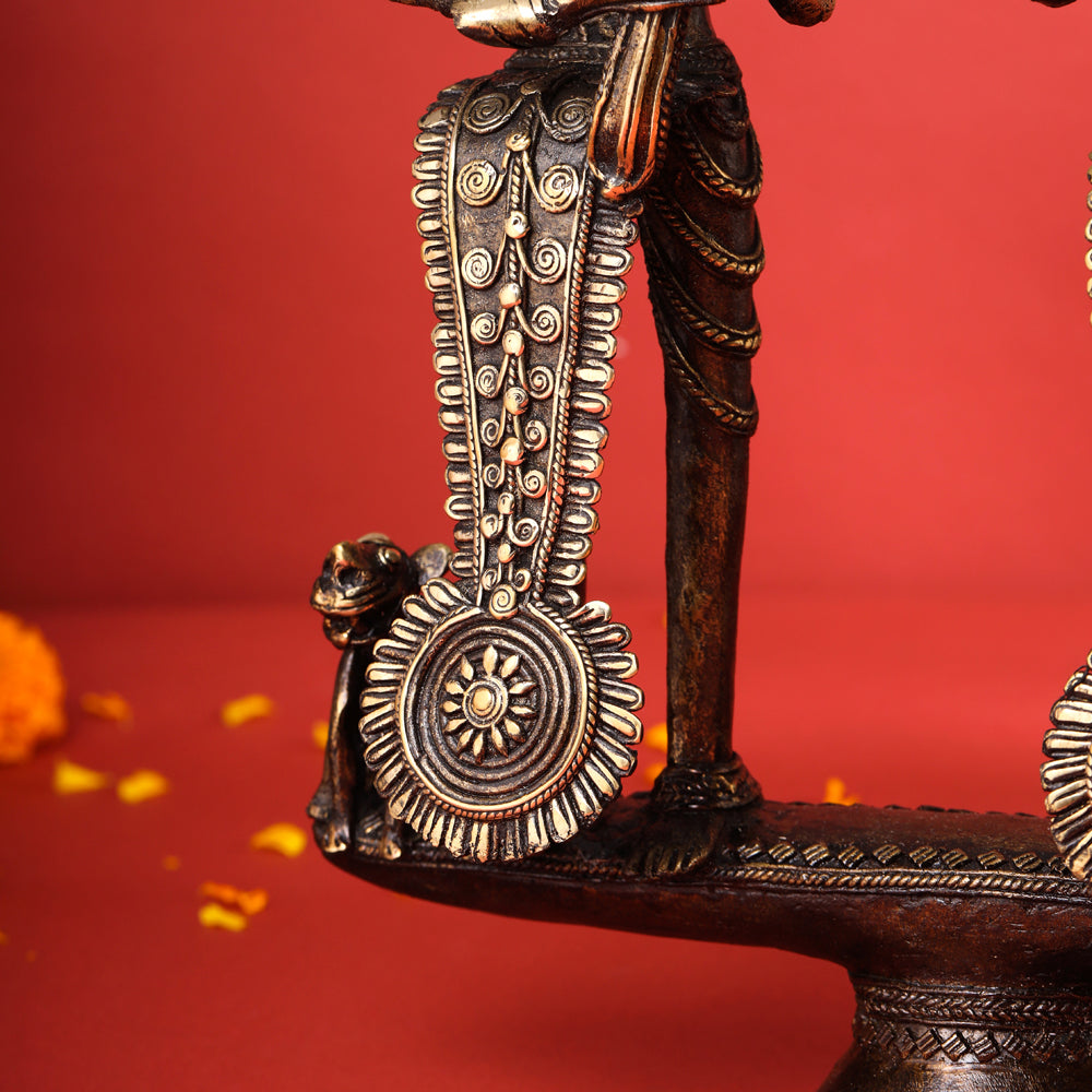 Brass Dhokra Jhitku Mitki Statue (18 Inch)