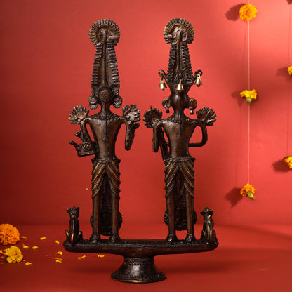 Brass Dhokra Jhitku Mitki Statue (18 Inch)