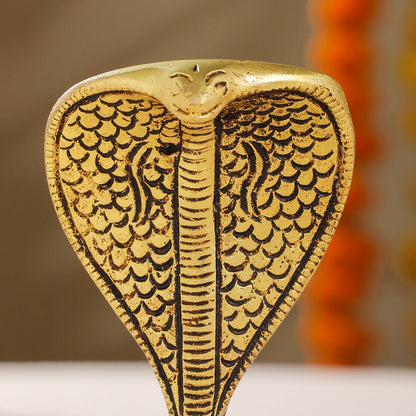 Brass Shivalinga Naaga Figurine (5 Inch)