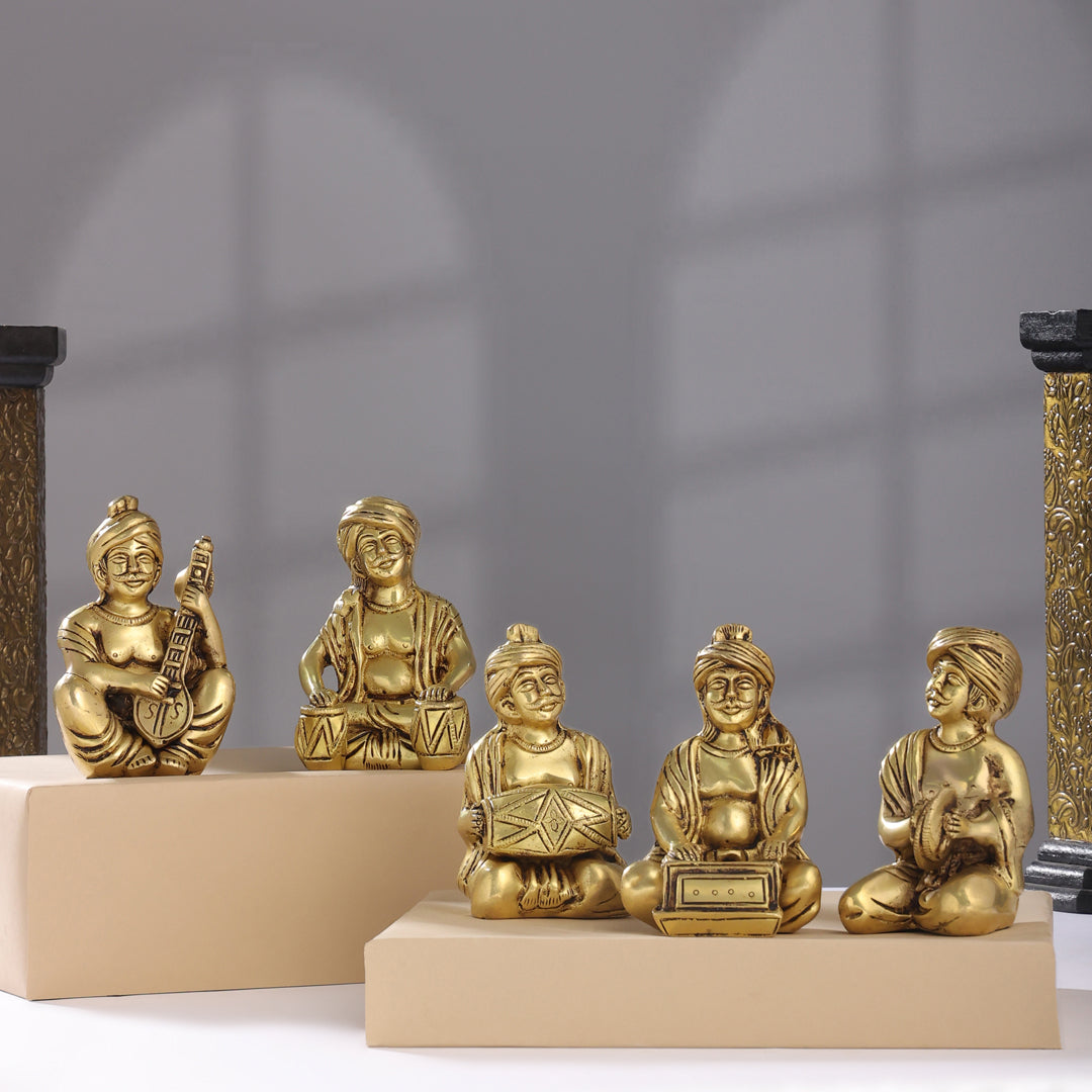 Brass Men Musical Set Of Five (5 Inch)