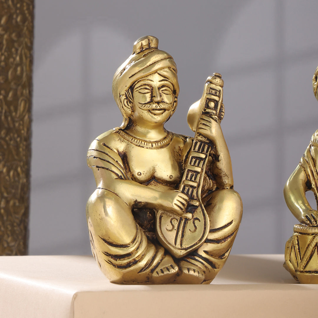 Brass Men Musical Set Of Five (5 Inch)