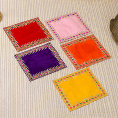 Hand Embroidered  And Sequin Work God Pooja Asana (12 X 10 Inch)