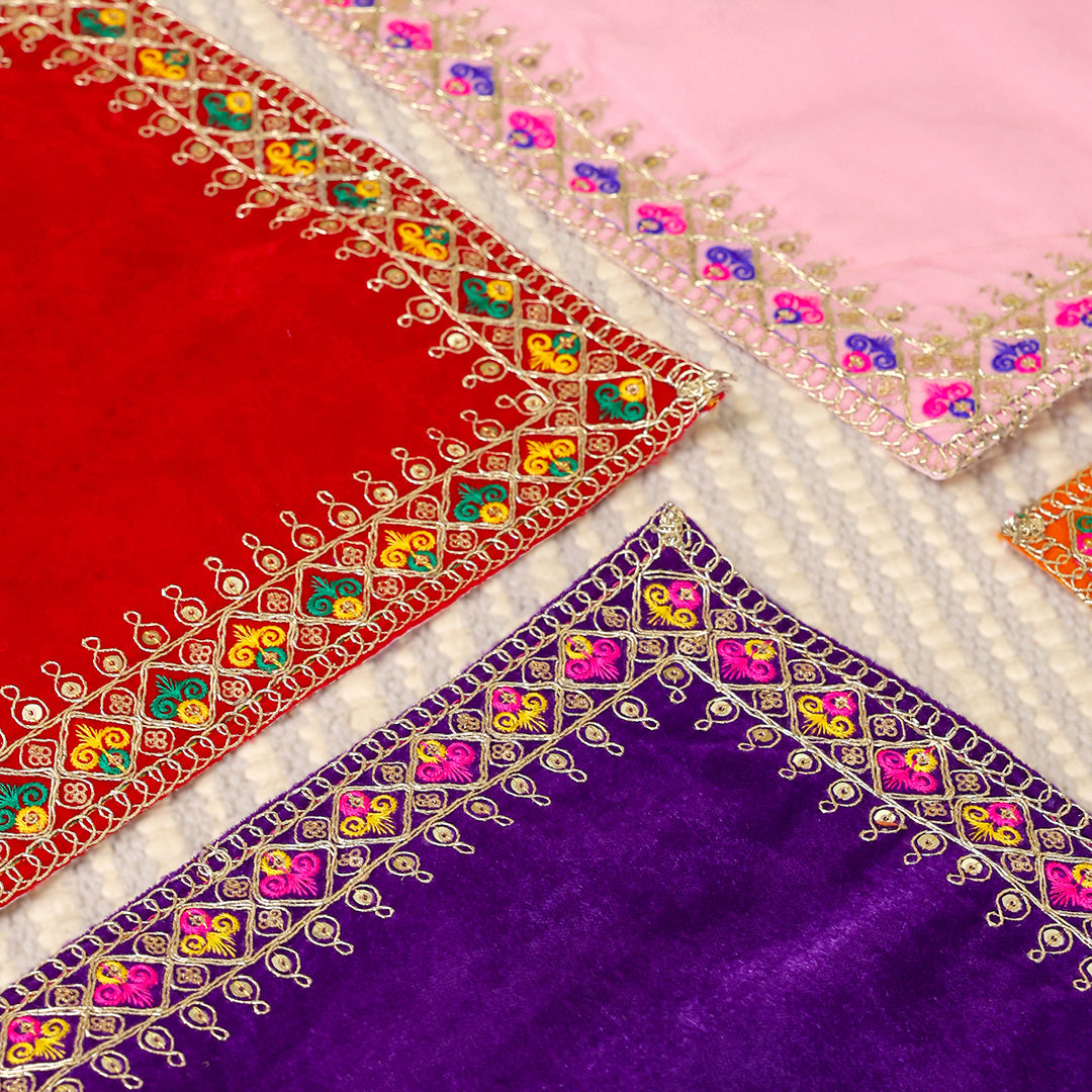 Hand Embroidered  And Sequin Work God Pooja Asana (12 X 10 Inch)