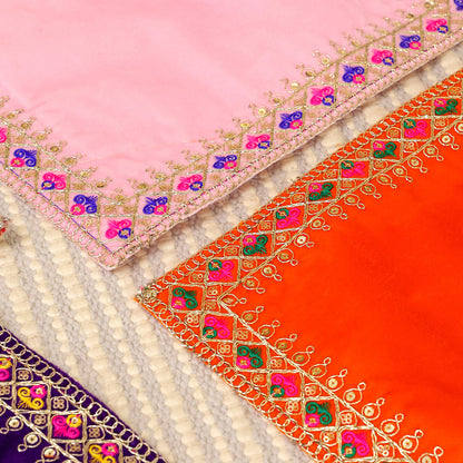 Hand Embroidered  And Sequin Work God Pooja Asana (12 X 10 Inch)