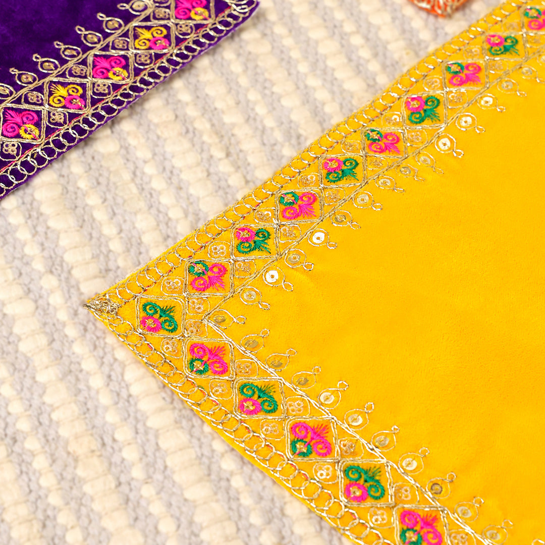 Hand Embroidered  And Sequin Work God Pooja Asana (12 X 10 Inch)