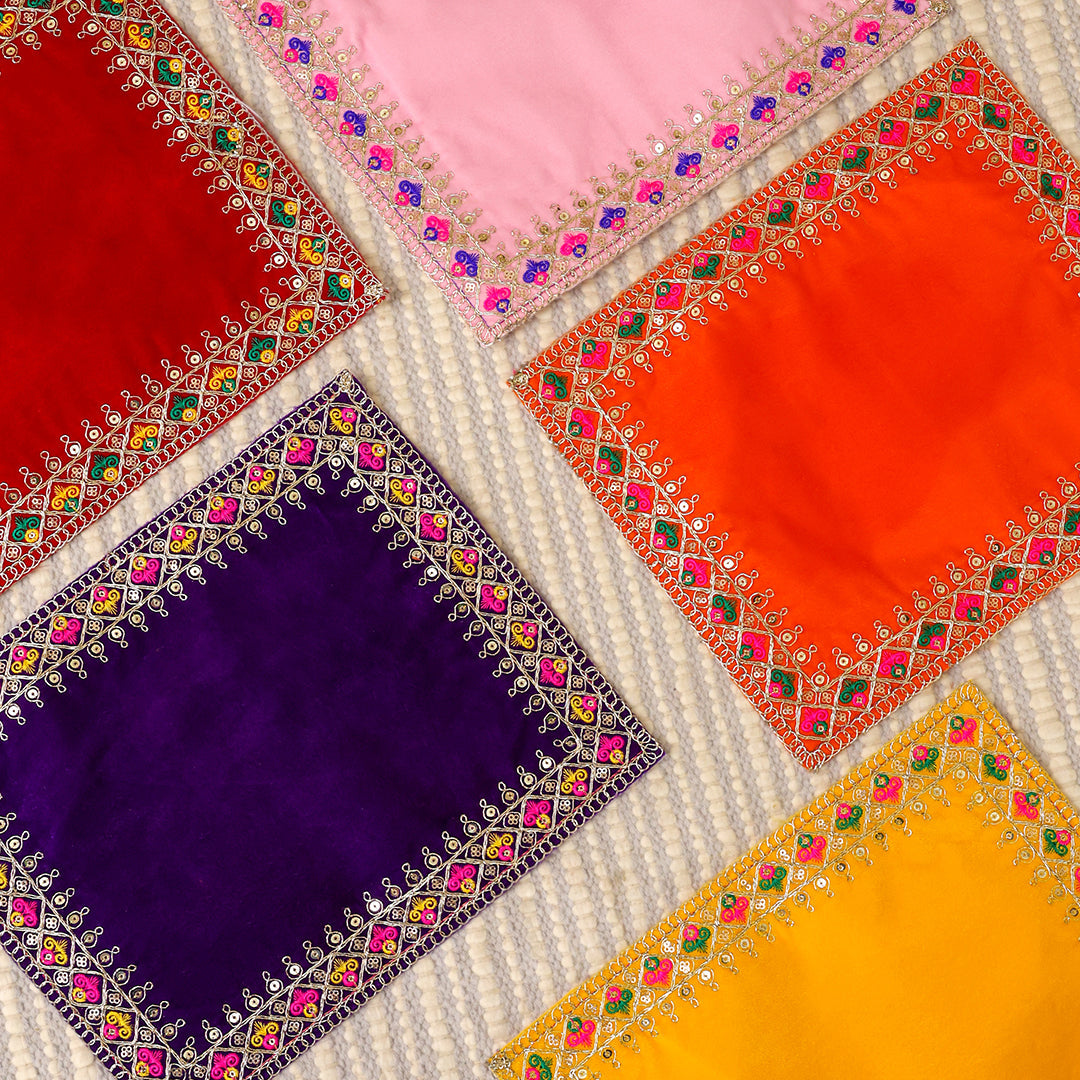 Hand Embroidered  And Sequin Work God Pooja Asana (12 X 10 Inch)