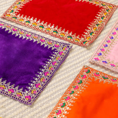 Hand Embroidered  And Sequin Work God Pooja Asana (12 X 10 Inch)