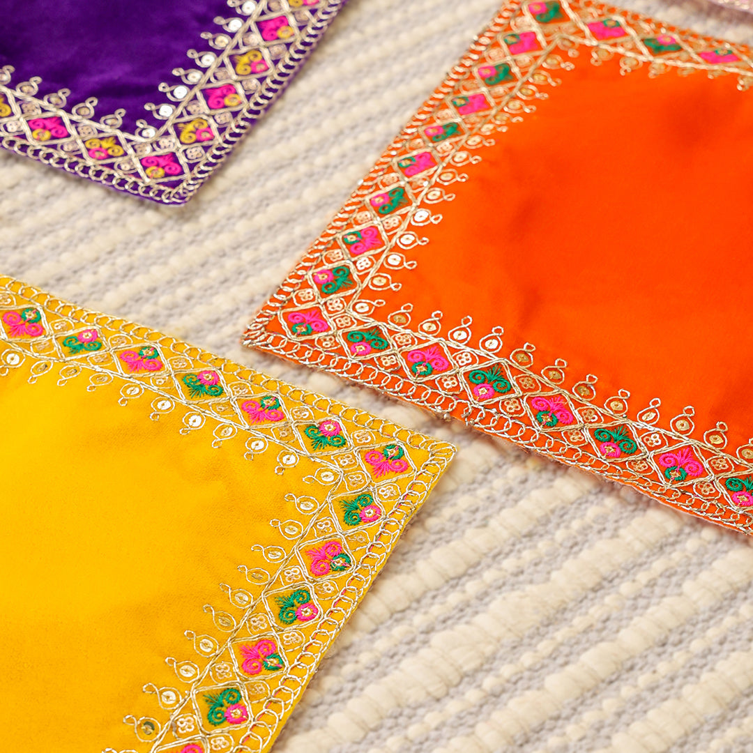 Hand Embroidered  And Sequin Work God Pooja Asana (12 X 10 Inch)