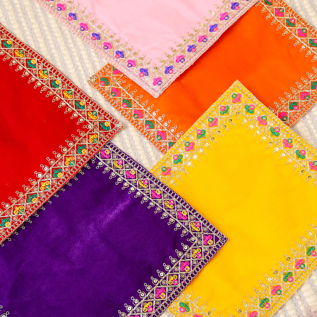 Hand Embroidered  And Sequin Work God Pooja Asana (12 X 10 Inch)