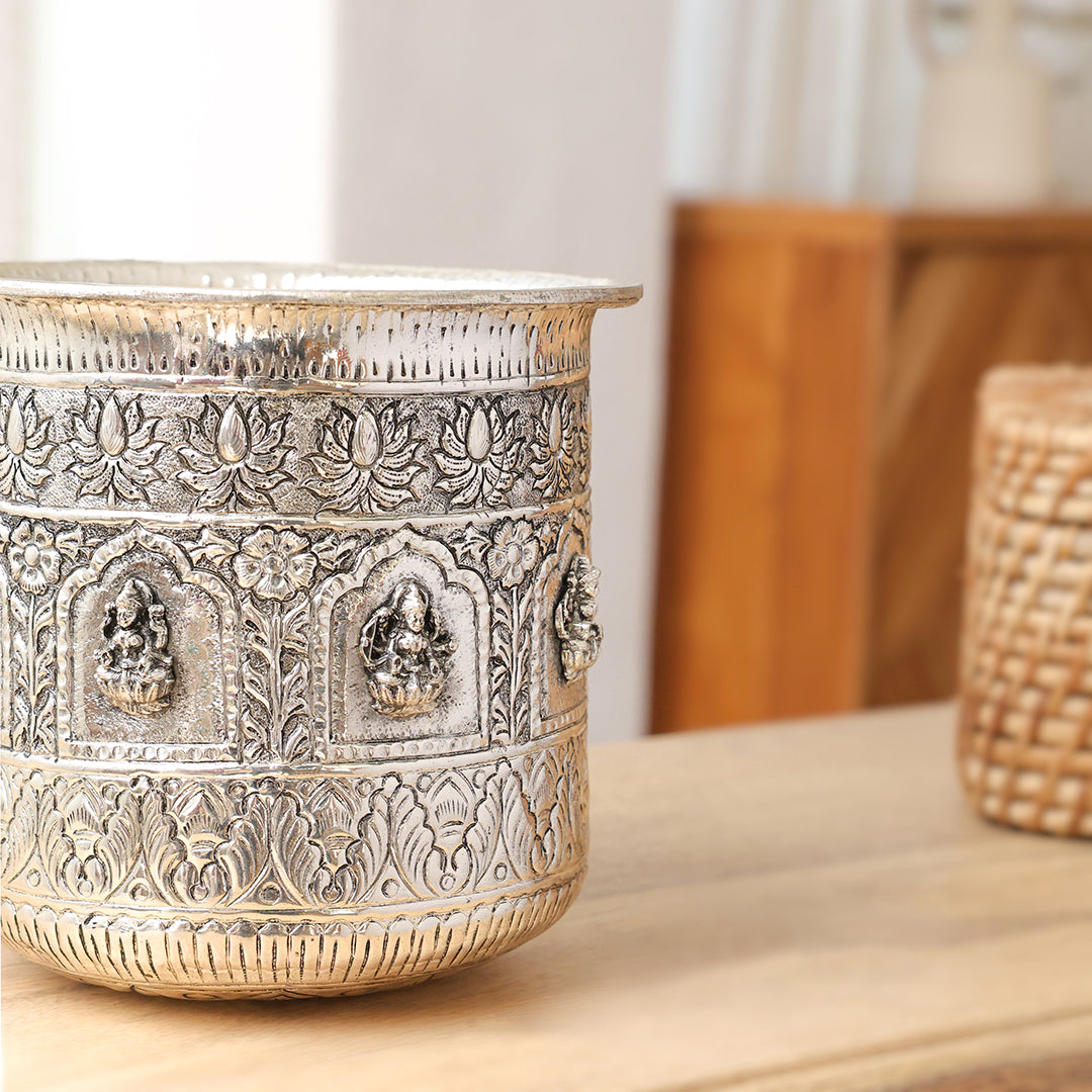 Silver Plated Brass Ashtalakshmi Decorative Pot