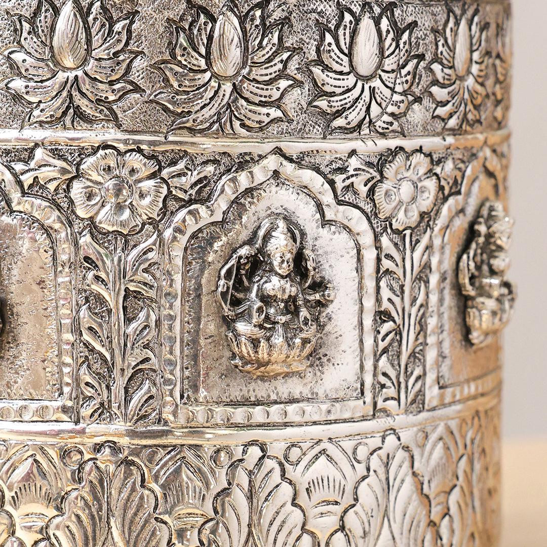 Silver Plated Brass Ashtalakshmi Decorative Pot