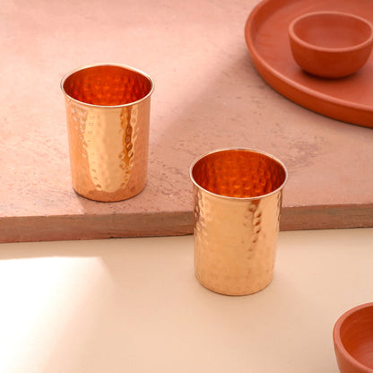 Copper Hammered Glass - Set of 2 (4 Inch)
