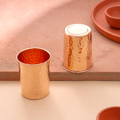 Copper Hammered Glass - Set of 2 (4 Inch)