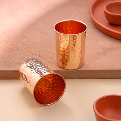 Copper Hammered Glass - Set of 2 (4 Inch)