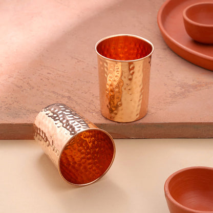 Copper Hammered Glass - Set of 2 (4 Inch)