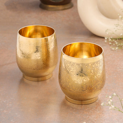Brass Hand Carved Glass Pair (3.4 Inch)