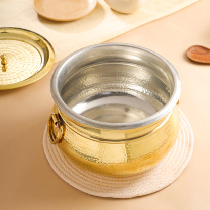 Brass Hammered Handi with Lid