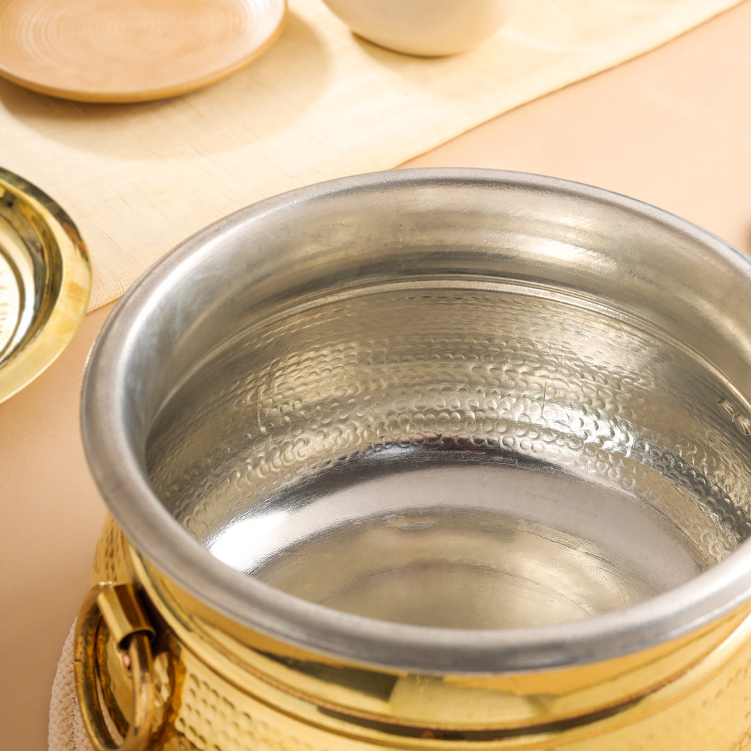 Brass Hammered Handi with Lid