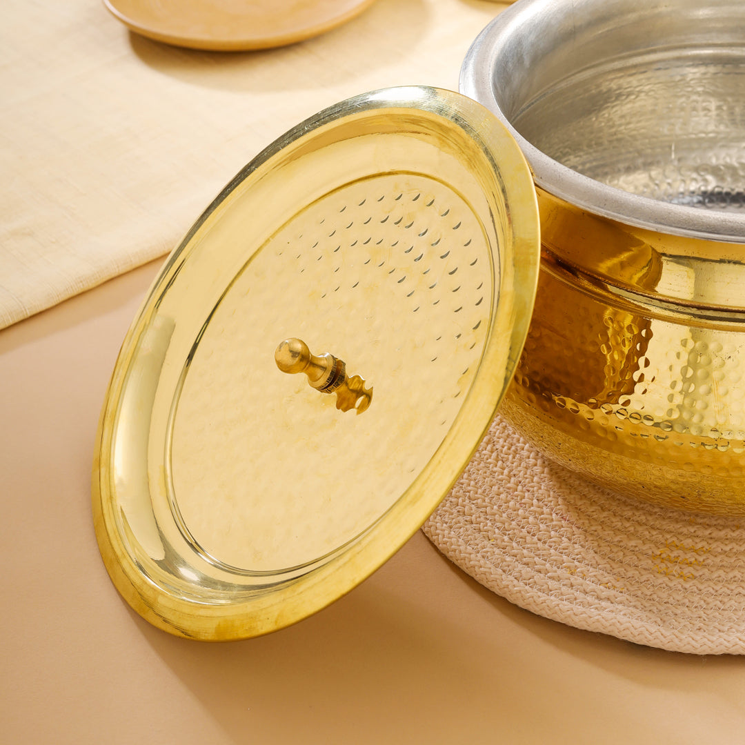 Brass Hammered Handi with Lid