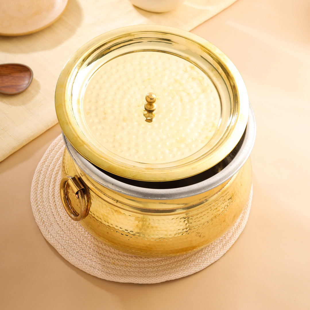 Brass Hammered Handi with Lid