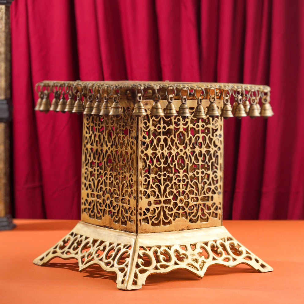 Brass Stool With Forty Hanging Bells (15.5 Inch)