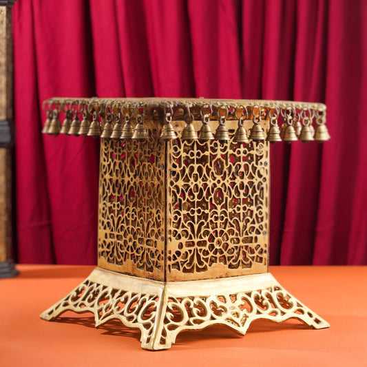 Brass Stool With Forty Hanging Bells (15.5 Inch)