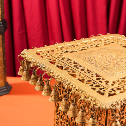 Brass Stool With Forty Hanging Bells (15.5 Inch)