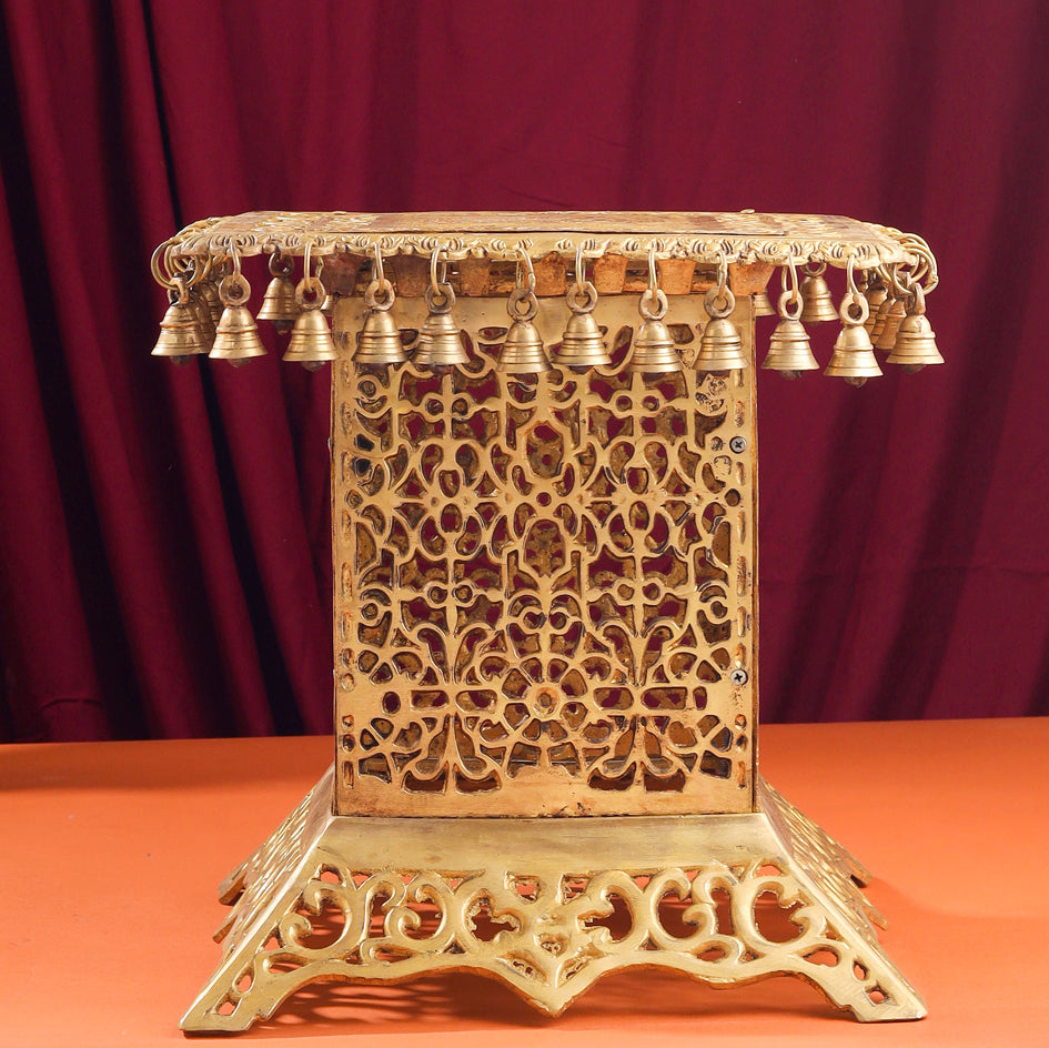 Brass Stool With Forty Hanging Bells (15.5 Inch)