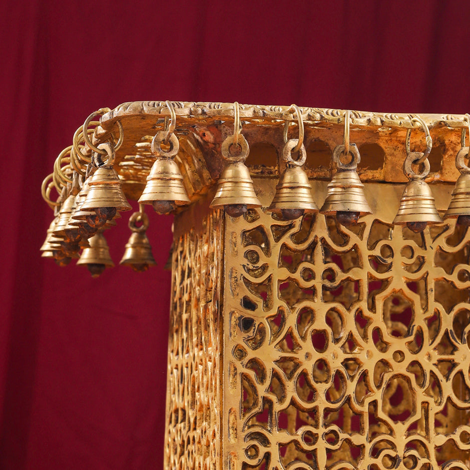 Brass Stool With Forty Hanging Bells (15.5 Inch)