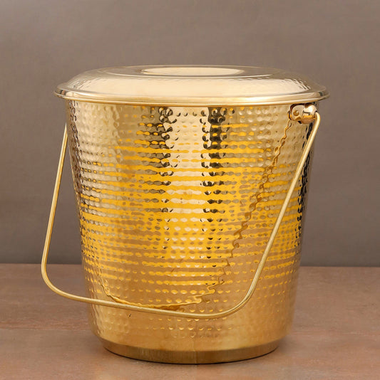 Brass Water Bucket with Lid