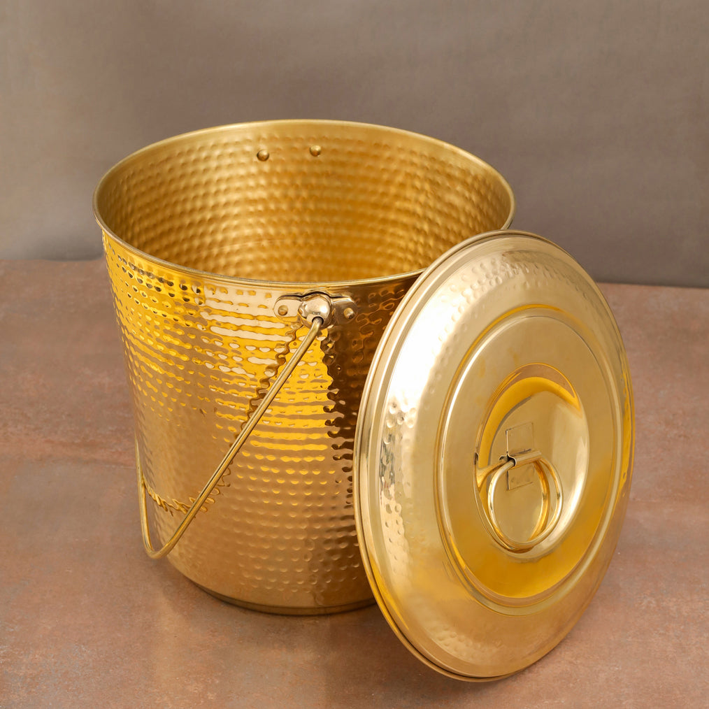 Brass Water Bucket with Lid