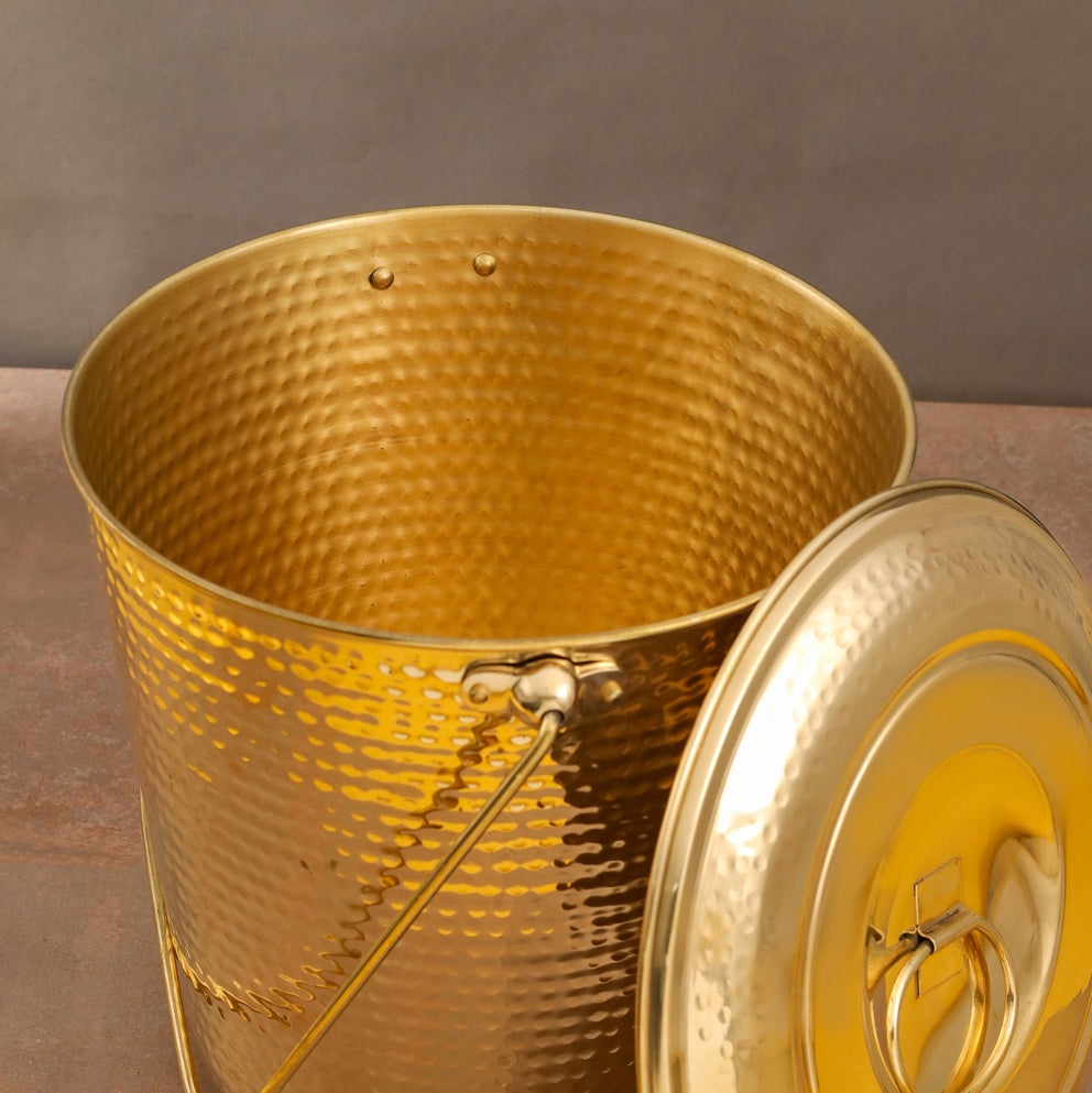 Brass Water Bucket with Lid