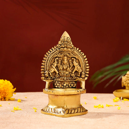 Brass Gaja Lakshmi Diya (5.1 Inch)