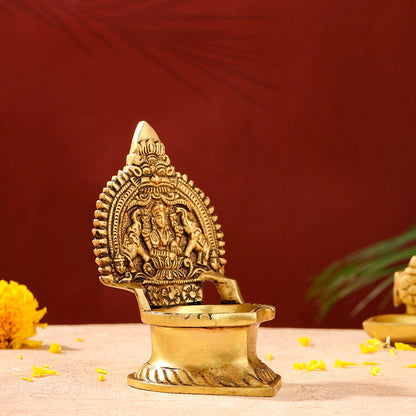 Brass Gaja Lakshmi Diya (5.1 Inch)