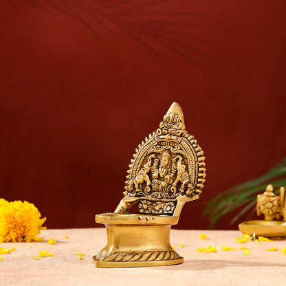 Brass Gaja Lakshmi Diya (5.1 Inch)