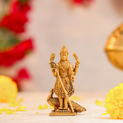 Brass Superfine Lord Murugan/Kartikeya Standing Idol (2.8 Inch)