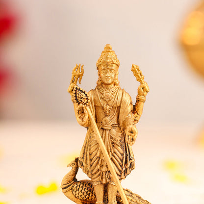 Brass Superfine Lord Murugan/Kartikeya Standing Idol (2.8 Inch)