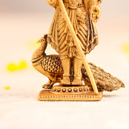 Brass Superfine Lord Murugan/Kartikeya Standing Idol (2.8 Inch)