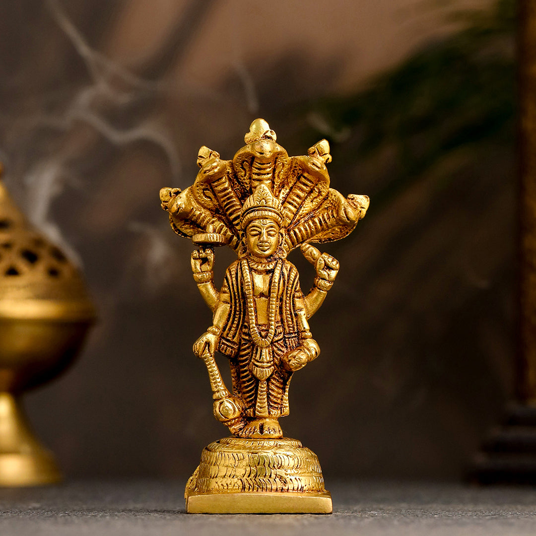 Brass Lord Vishnu Standing Idol (5 Inch)