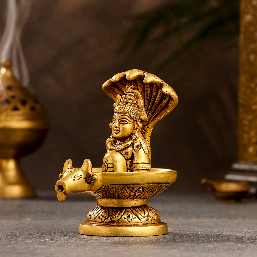 Brass Nandi Mukhshivlingam Idol (5 Inch)