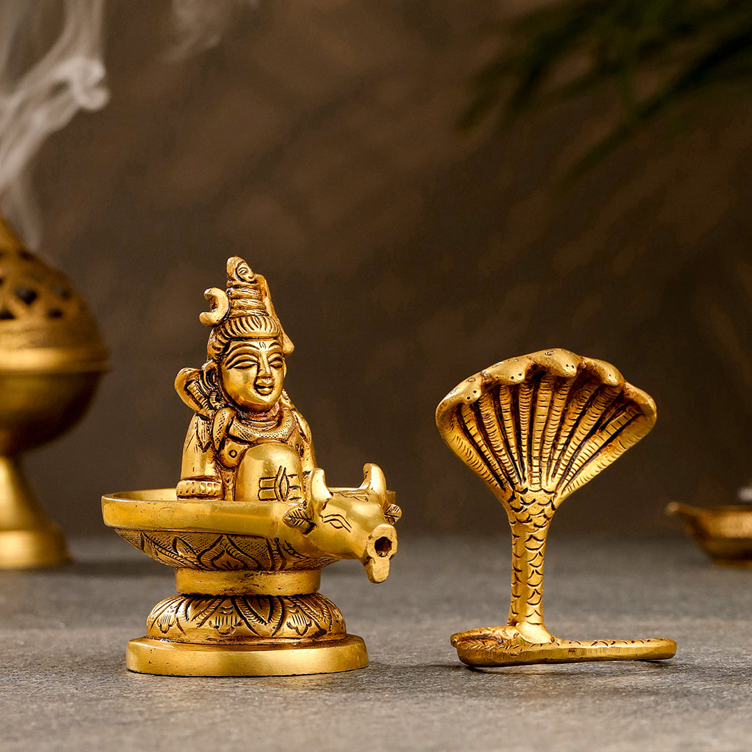 Brass Nandi Mukhshivlingam Idol (5 Inch)