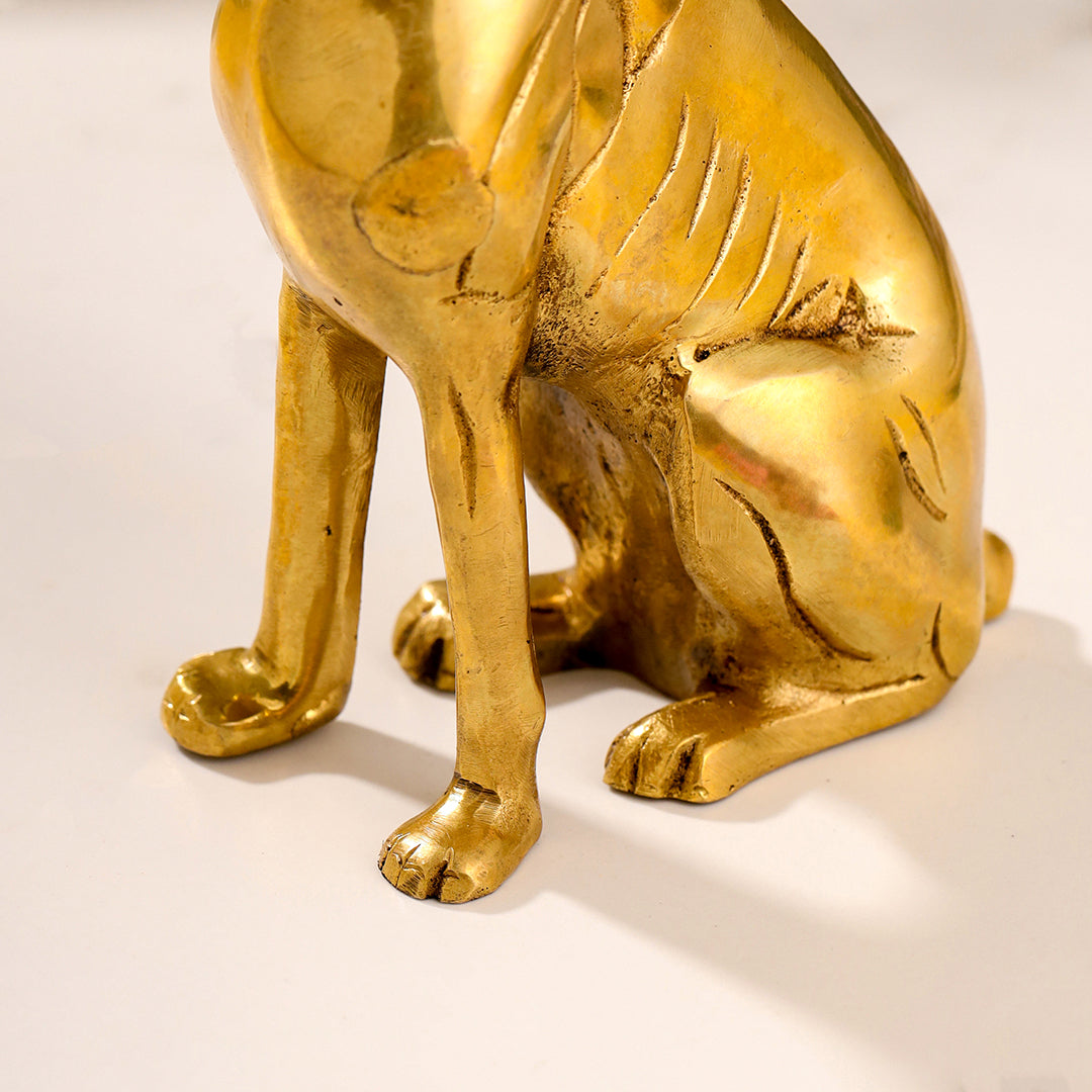 Brass Dog Sitting Statue (7.2 INCH)
