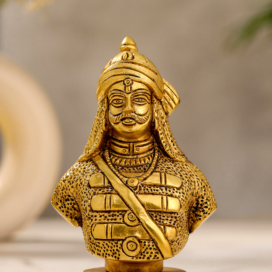 Brass Maharana Pratap Bust Statue (5.5 INCH)