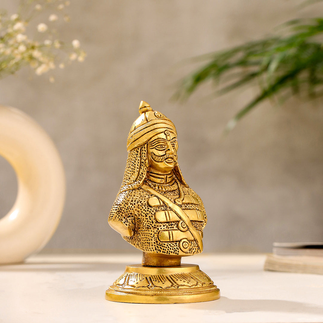 Brass Maharana Pratap Bust Statue (5.5 INCH)