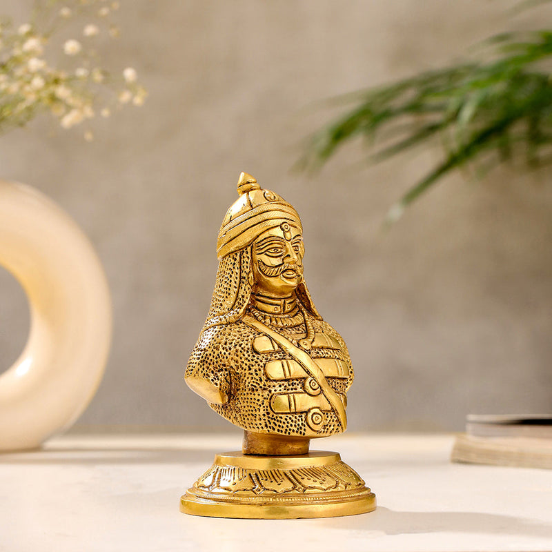 Brass Maharana Pratap Bust Statue (5.5 INCH)