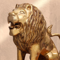 Brass Lion Statue Sitting (16 Inch)