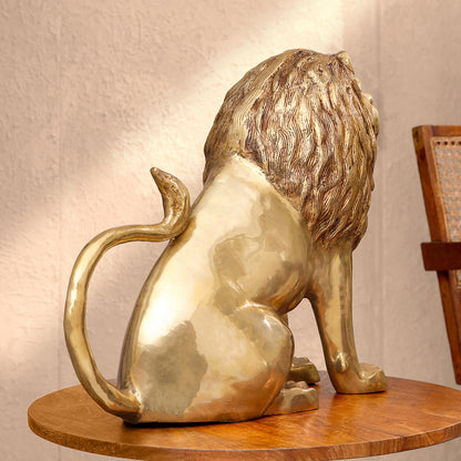 Brass Lion Statue Sitting (16 Inch)