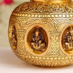 Brass Handcrafted Kalash with Velvet Box – Ashtalakshmi & Dashavatar